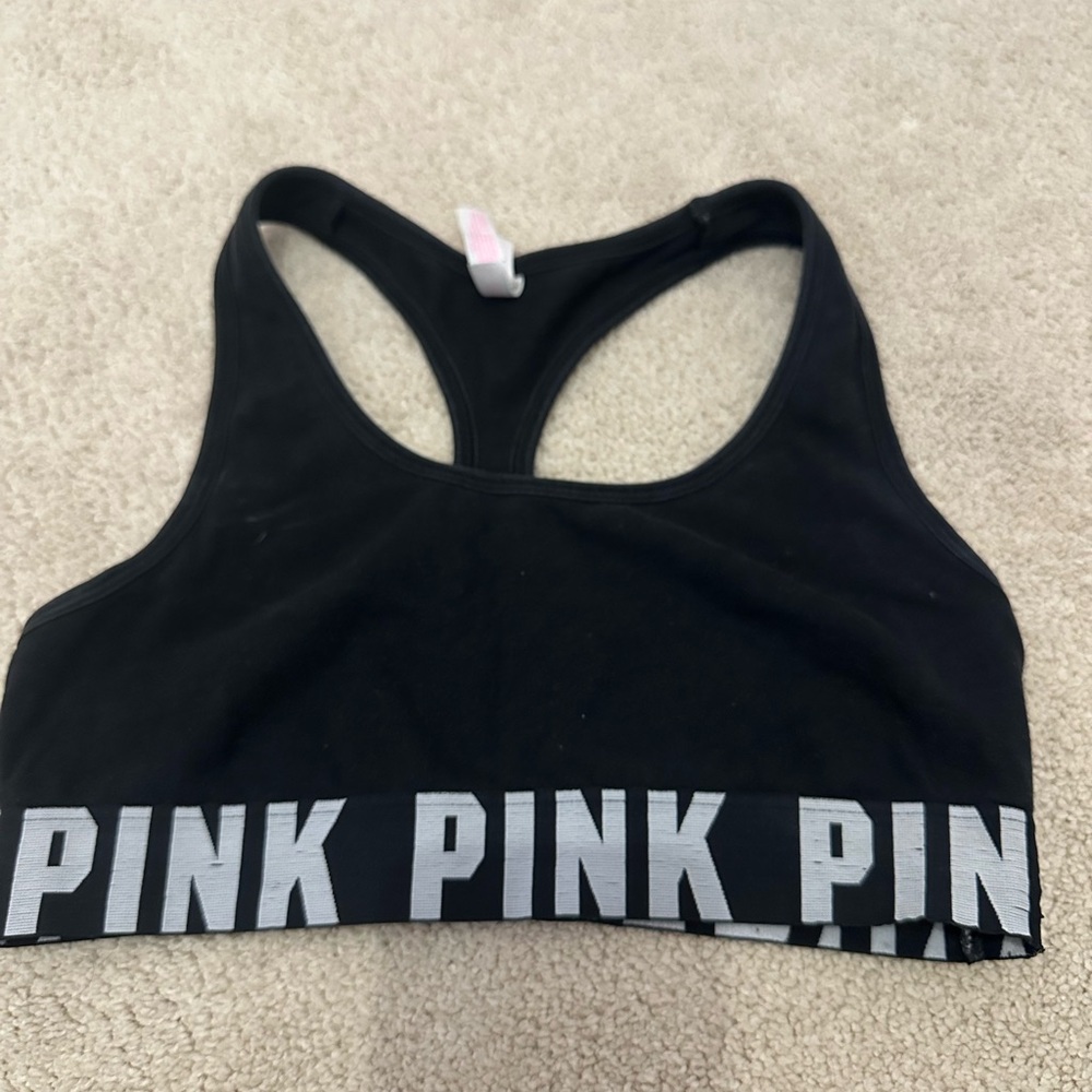 ❤️PINK Victoria's Secret Black Sports Bra with Logo Band❤️